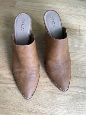 Abound Tan Pointed-Toe Slip-On Mules
